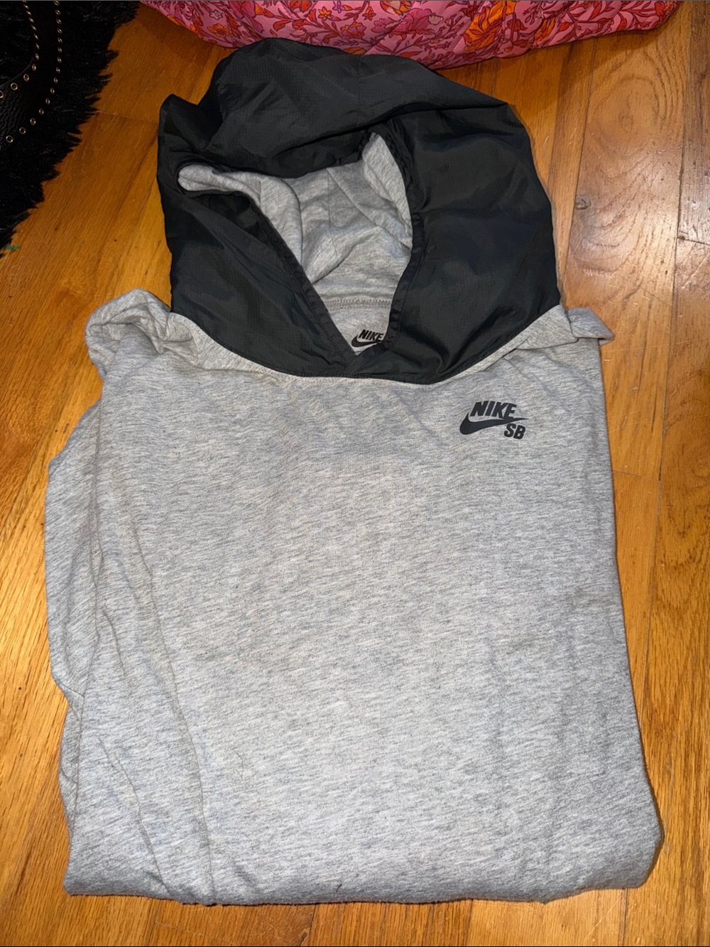 Nike Gray Pullover Hoodie with Black Hood